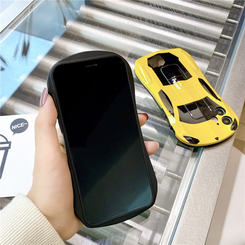 Compatible with Apple, Creative Sports Car Anti-Fall Mobile Phone Case for Protective Cover Silicone Soft Shell Trendy