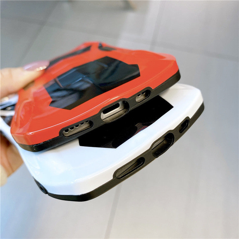 Compatible with Apple, Creative Sports Car Anti-Fall Mobile Phone Case for Protective Cover Silicone Soft Shell Trendy
