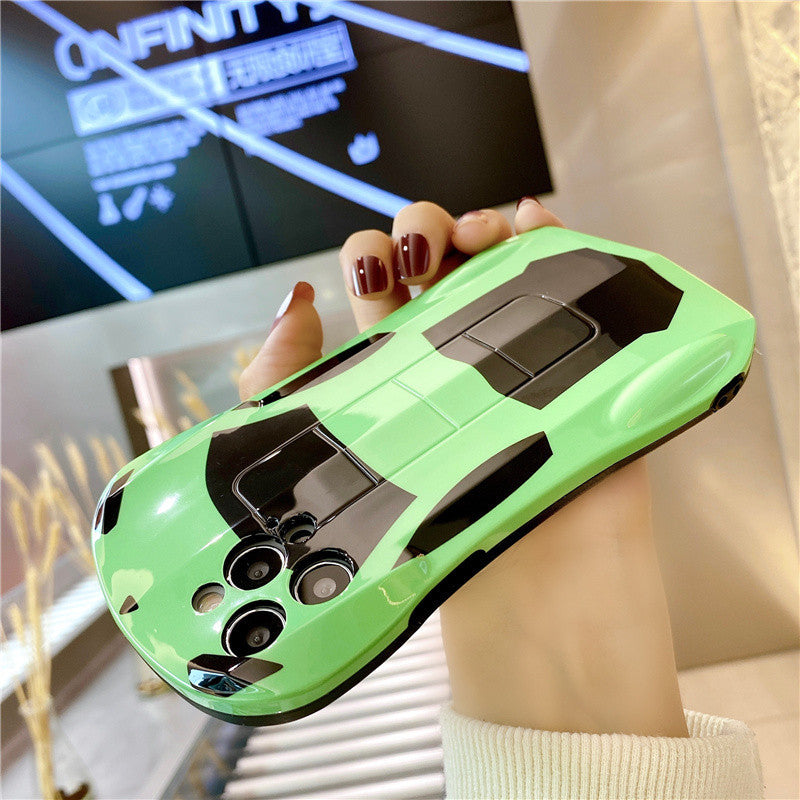 Compatible with Apple, Creative Sports Car Anti-Fall Mobile Phone Case for Protective Cover Silicone Soft Shell Trendy