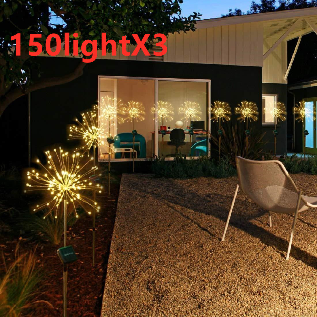 Ground Plug Solar Fireworks Light LED Light String Copper Wire Outdoor Garden Decoration Star Lights Christmas Lights
