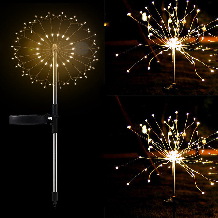 Ground Plug Solar Fireworks Light LED Light String Copper Wire Outdoor Garden Decoration Star Lights Christmas Lights