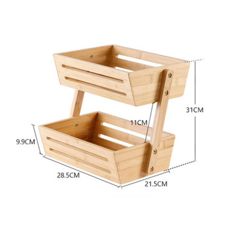Bamboo Desktop Double-layer Storage Simple Storage Rack