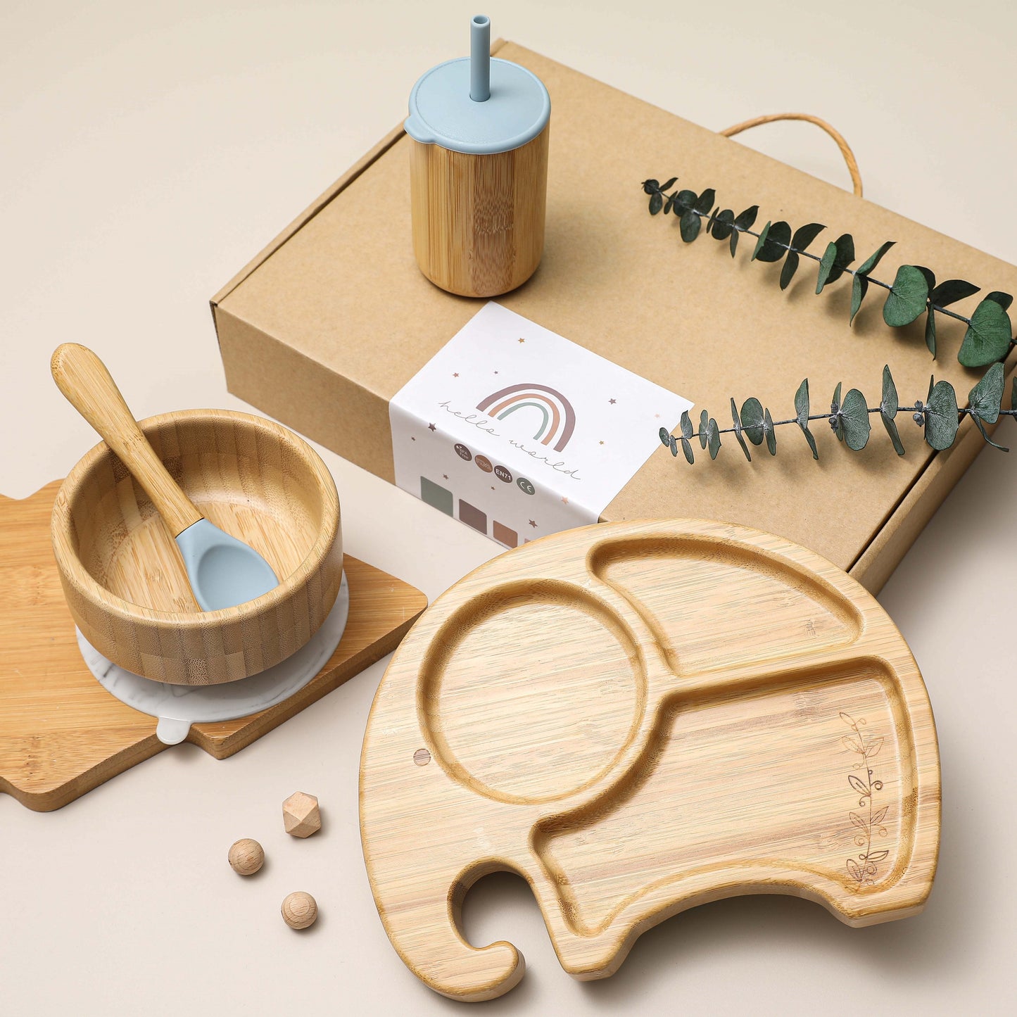 Natural Bamboo Elephant Dinner Plate For Infants And Young Children
