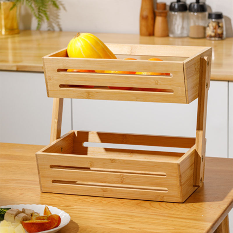 Bamboo Desktop Double-layer Storage Simple Storage Rack