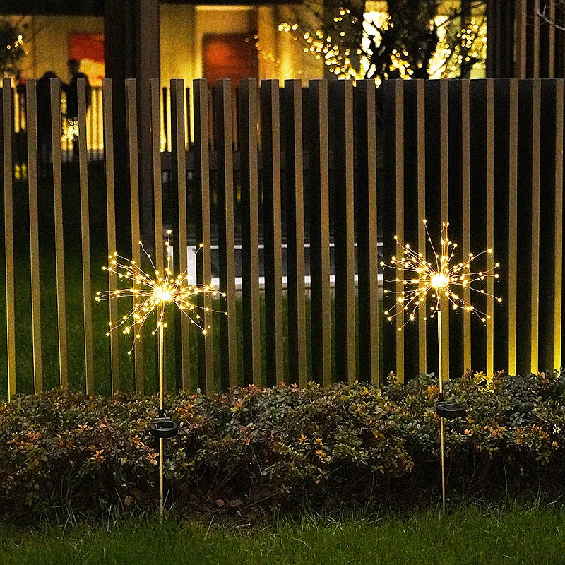 Ground Plug Solar Fireworks Light LED Light String Copper Wire Outdoor Garden Decoration Star Lights Christmas Lights