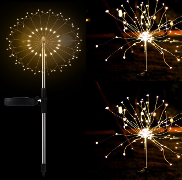 Ground Plug Solar Fireworks Light LED Light String Copper Wire Outdoor Garden Decoration Star Lights Christmas Lights