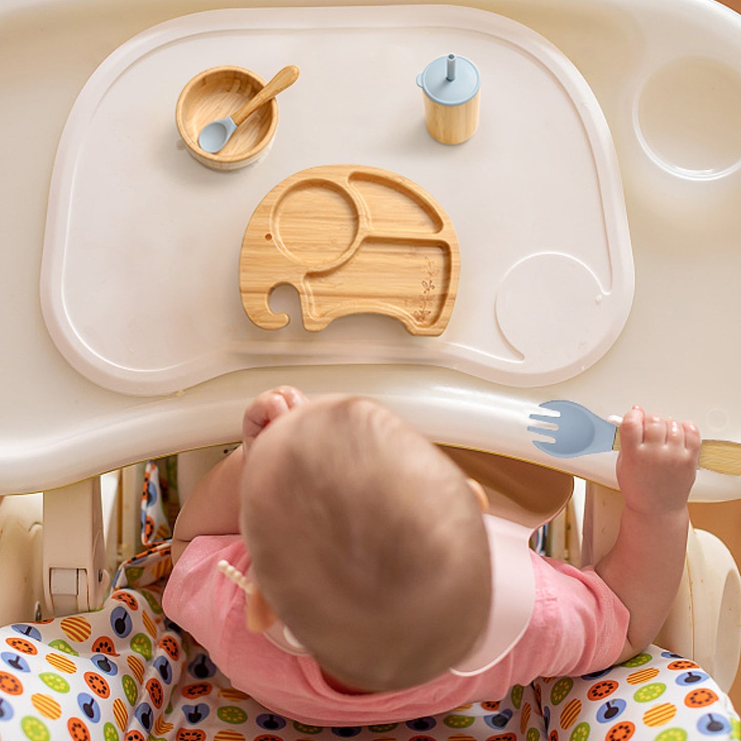 Natural Bamboo Elephant Dinner Plate For Infants And Young Children