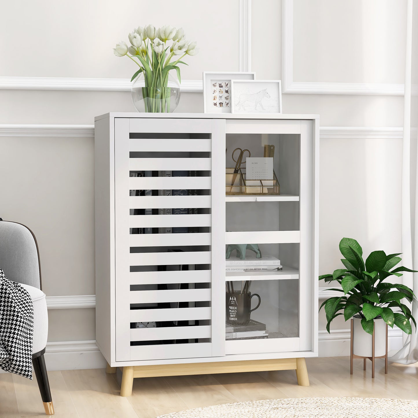 Asymmetric Sliding Door Cabinet