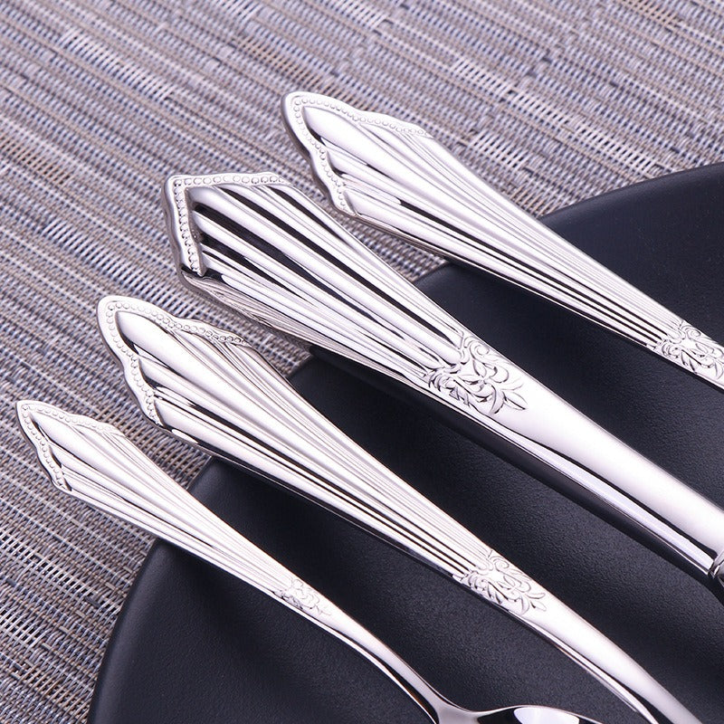 304 stainless steel knife, fork, spoon, hotel Western tableware, steak knife, fork, dessert spoon, fork, 4 piece set