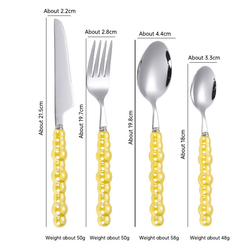 304 stainless steel knife and fork spoon creative pearl ceramic handle tableware western steak knife and fork dessert spoon