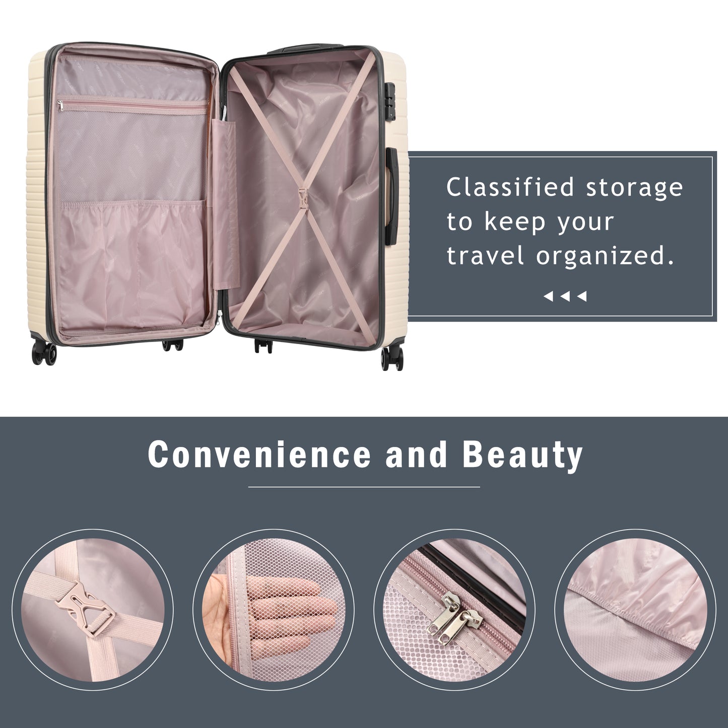 Hardshell Luggage Sets 3 Piece double spinner 8 wheels Suitcase with TSA Lock Lightweight 20''24''28''