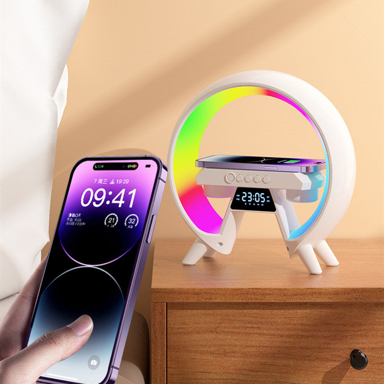 Colorful Bedside Clock Light with Wireless Charger