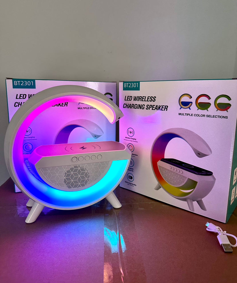 Colorful Bedside Clock Light with Wireless Charger