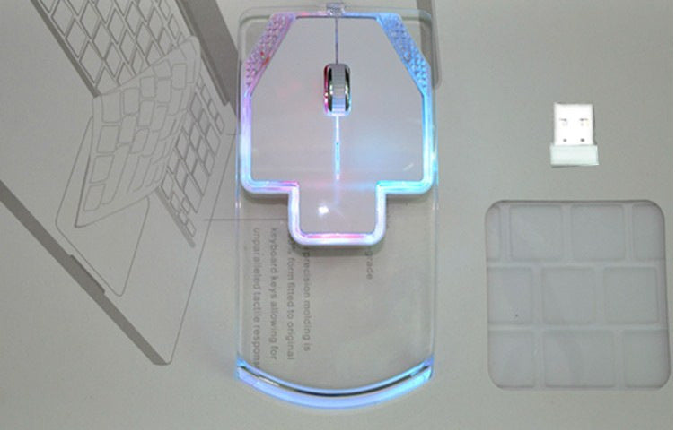 Ultra-Thin Transparent 2.4GHz Wireless Optical Luminous Mouse for PC Laptop