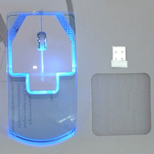 Ultra-Thin Transparent 2.4GHz Wireless Optical Luminous Mouse for PC Laptop