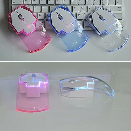 Ultra-Thin Transparent 2.4GHz Wireless Optical Luminous Mouse for PC Laptop