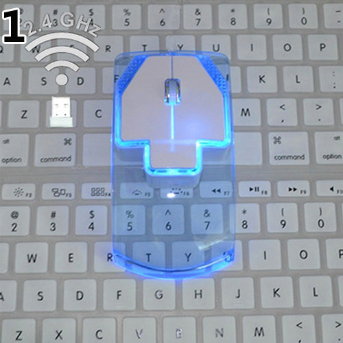 Ultra-Thin Transparent 2.4GHz Wireless Optical Luminous Mouse for PC Laptop