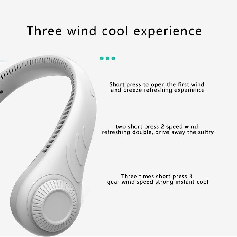 Hanging Neck Fan Portable Cooling Fan USB Leafless 360 Degree Neckband Fan 78 Surround Air Outlets 4000Mah Rechargeable