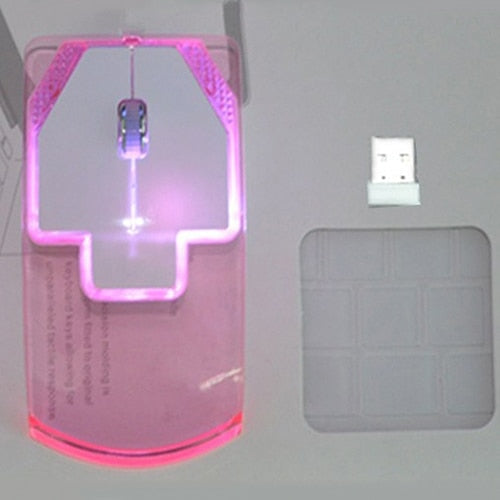 Ultra-Thin Transparent 2.4GHz Wireless Optical Luminous Mouse for PC Laptop