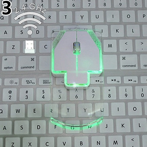 Ultra-Thin Transparent 2.4GHz Wireless Optical Luminous Mouse for PC Laptop