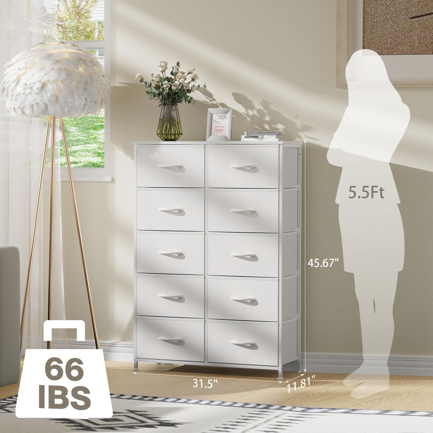 Dresser for Bedroom, Drawer Dresser Organizer Storage Drawers Fabric Storage Tower