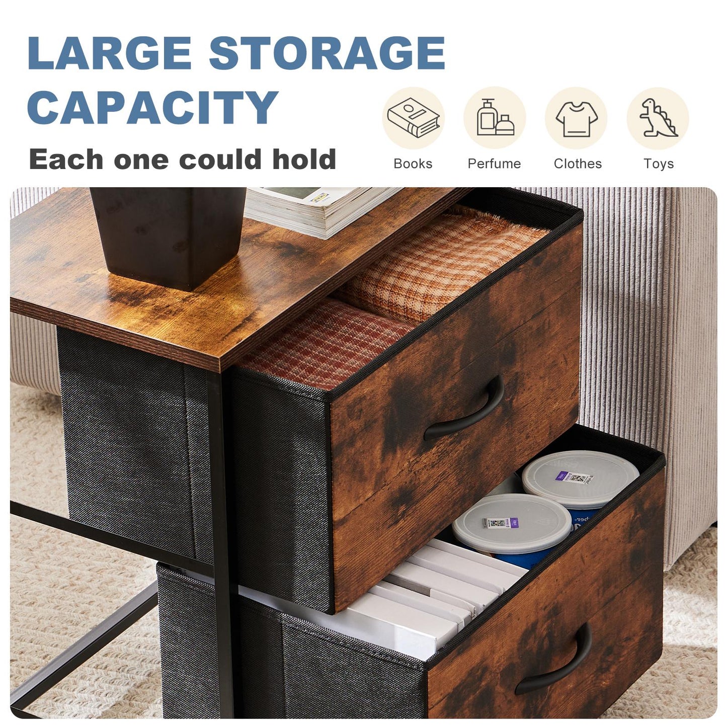 Dresser for Bedroom, Drawer Dresser Organizer Storage Drawers Fabric Storage Tower