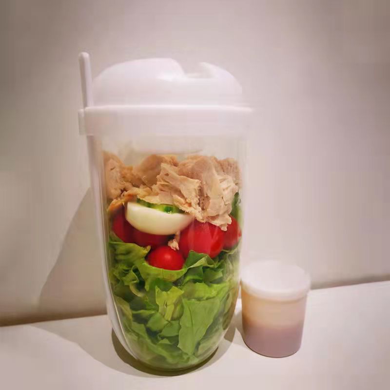 Salad Cup Container Set With Fork Sauce Cup Lid Bento Food Taper Bowl Lunch Box