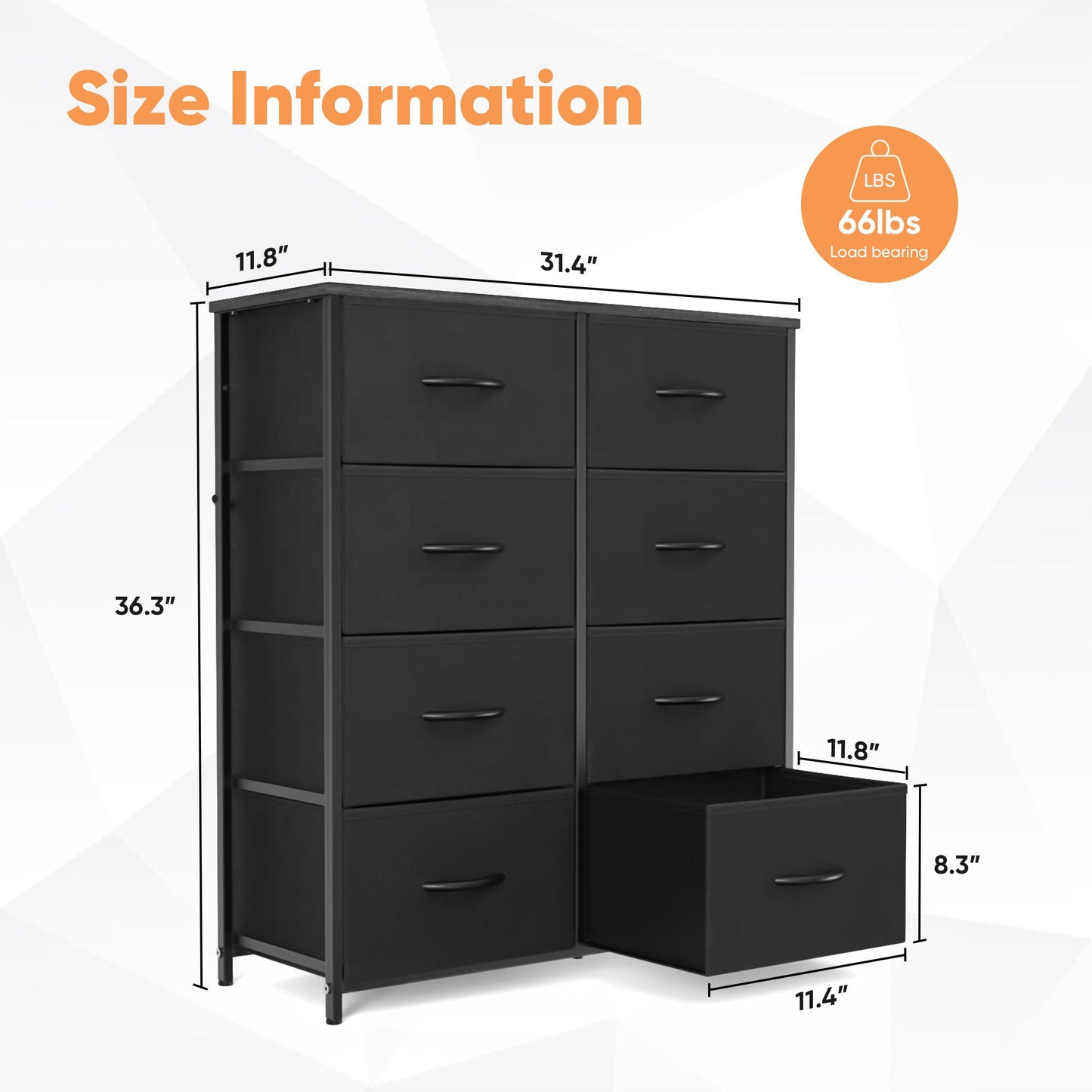Dresser for Bedroom, Drawer Dresser Organizer Storage Drawers Fabric Storage Tower