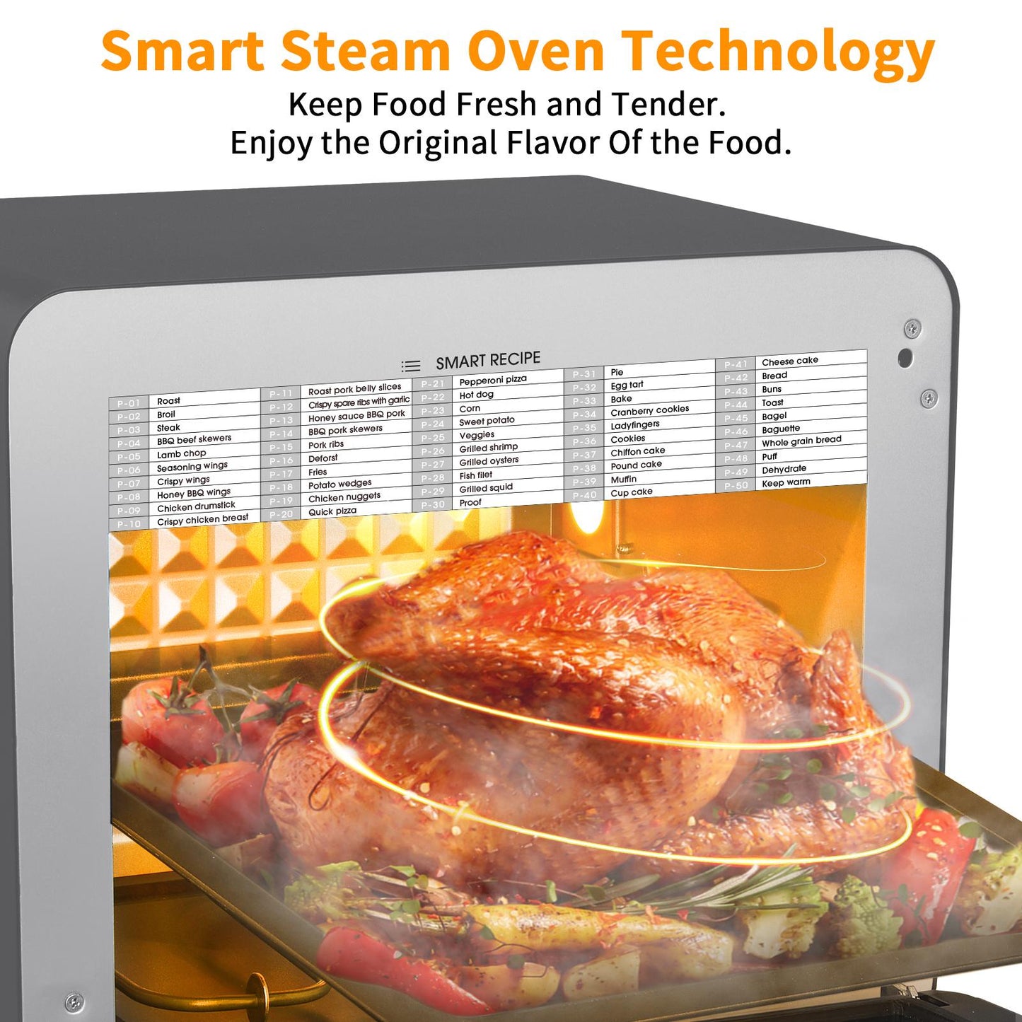 Geek Chef Steam Air Fryer Toast Oven Combo,26 QT Steam Convection Oven, 6 Slice Toast, Stainless Steel