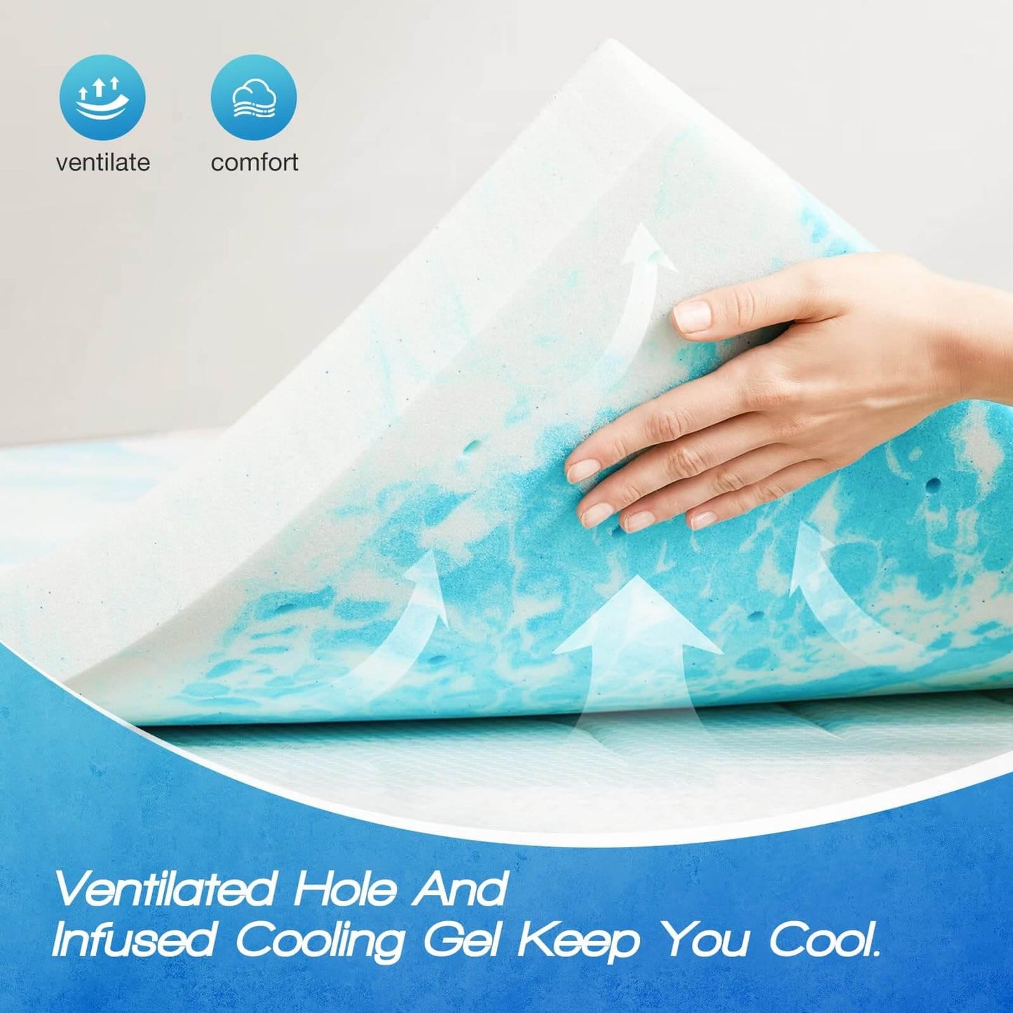 Memory Foam Cooling Gel Swirl Infused Bed Topper for Back Pain,2 Inches, Full