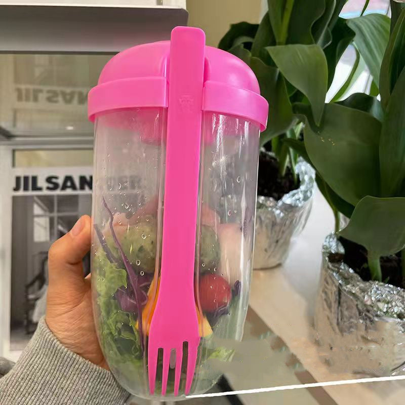 Salad Cup Container Set With Fork Sauce Cup Lid Bento Food Taper Bowl Lunch Box