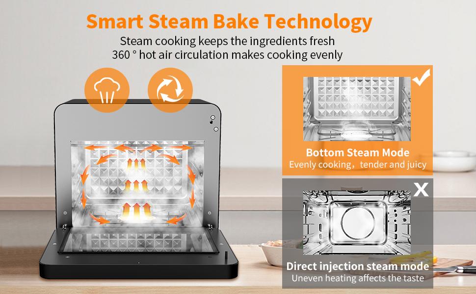 Geek Chef Steam Air Fryer Toast Oven Combo,26 QT Steam Convection Oven, 6 Slice Toast, Stainless Steel