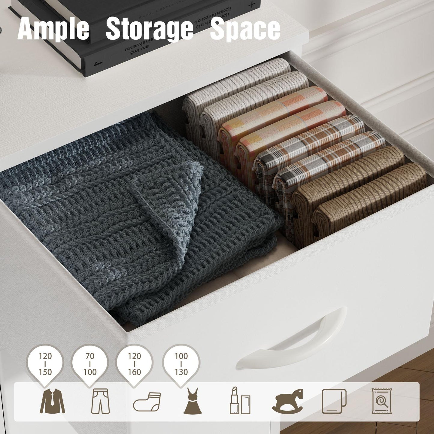 Dresser for Bedroom, Drawer Dresser Organizer Storage Drawers Fabric Storage Tower