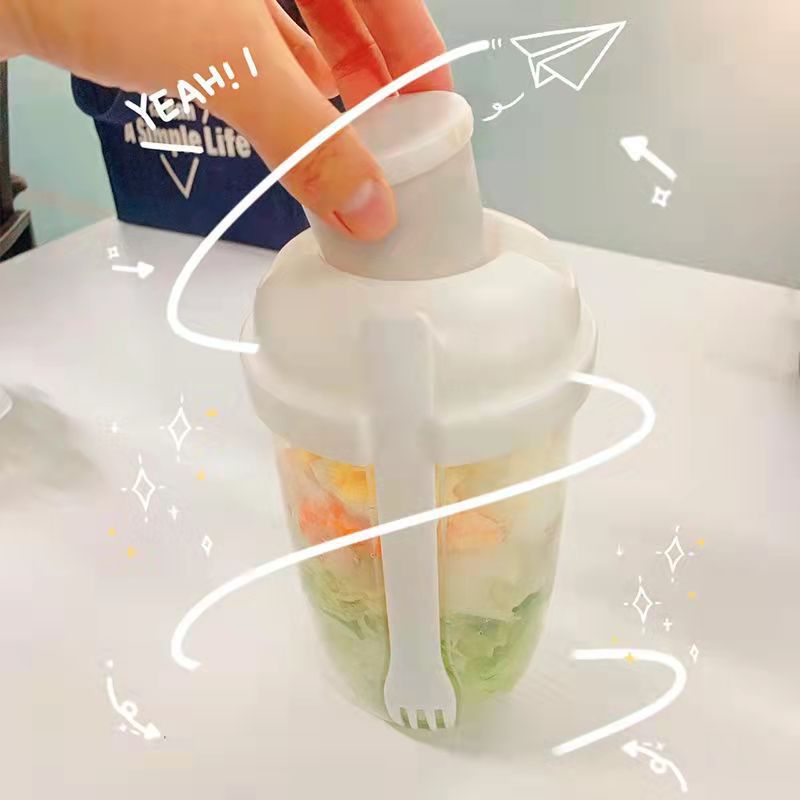 Salad Cup Container Set With Fork Sauce Cup Lid Bento Food Taper Bowl Lunch Box