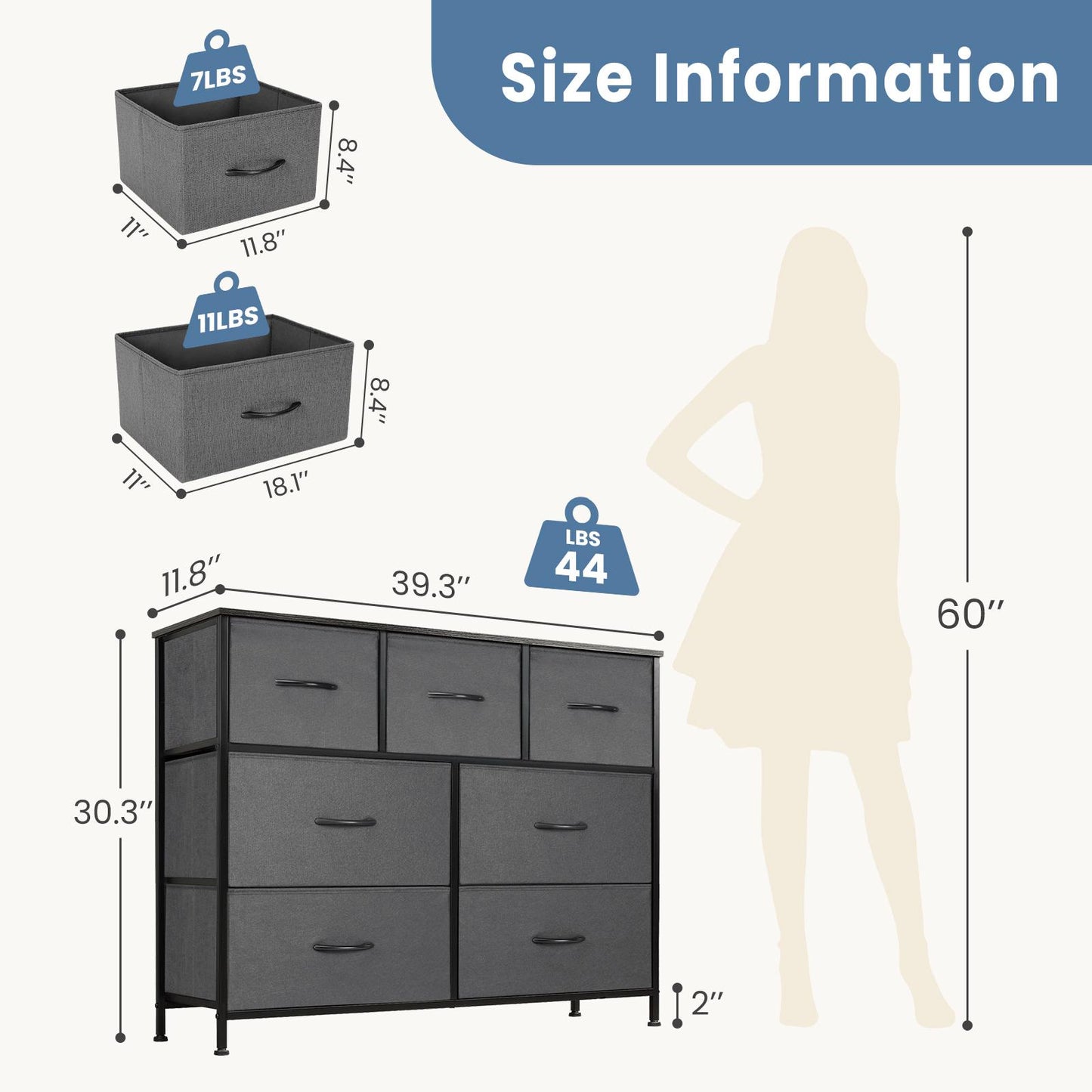 Dresser for Bedroom, Drawer Dresser Organizer Storage Drawers Fabric Storage Tower