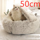 2 In 1 Pet Winter Bed Round Plush Warm Bed House Soft Long Plush Pets Bed