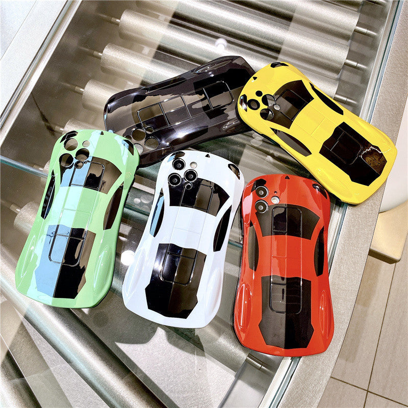 Compatible with Apple, Creative Sports Car Anti-Fall Mobile Phone Case for Protective Cover Silicone Soft Shell Trendy