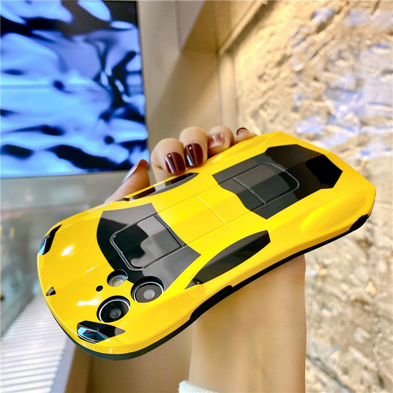 Compatible with Apple, Creative Sports Car Anti-Fall Mobile Phone Case for Protective Cover Silicone Soft Shell Trendy