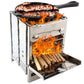 Mini Outdoor Firewood Stove Camping Cooking Picnic Grill Folding Stove Square Wood Steel Travel Charcoal