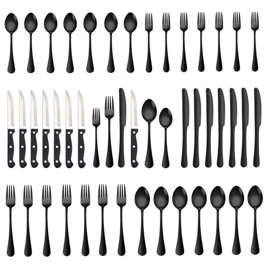 Stainless Steel Cutlery 48 Pcs Set Western Steak Knife Dinner Knife Main Dish Spoon Fork Dessert Spoon Set