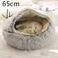 2 In 1 Pet Winter Bed Round Plush Warm Bed House Soft Long Plush Pets Bed