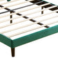 Full Size Frame Platform Bed with Upholstered Headboard and Slat Support, Heavy Duty Mattress Foundation, No Box Spring Required, Easy to Assemble, Green