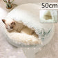 2 In 1 Pet Winter Bed Round Plush Warm Bed House Soft Long Plush Pets Bed