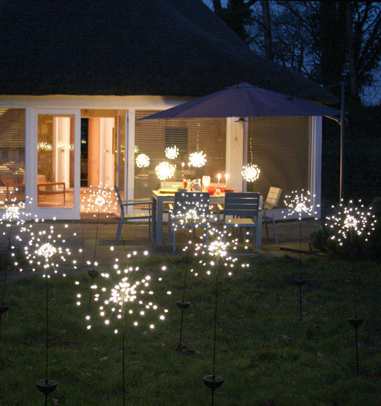 Ground Plug Solar Fireworks Light LED Light String Copper Wire Outdoor Garden Decoration Star Lights Christmas Lights