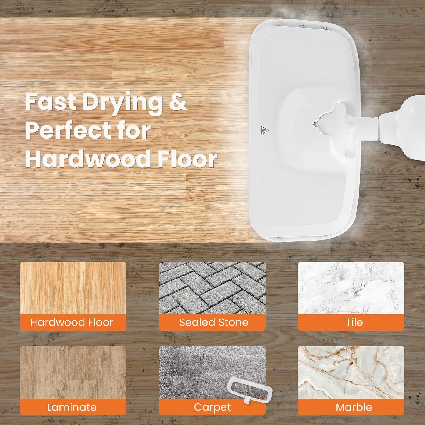 Steam Mop for Floor Cleaning,Lightweight Floor Steamer Cleaner for Hardwood/Tile/Laminate Floors Carpet, 2 Washable Pad