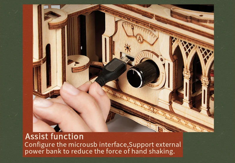 Robotime ROKR DIY Hand Crank Classic Gramophone Wooden Puzzle Model Building Kits Assembly Toy Gift for Children LKB01