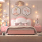 Twin size Upholstered Leather Platform Bed with Solid Wood Frame
