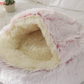2 In 1 Pet Winter Bed Round Plush Warm Bed House Soft Long Plush Pets Bed