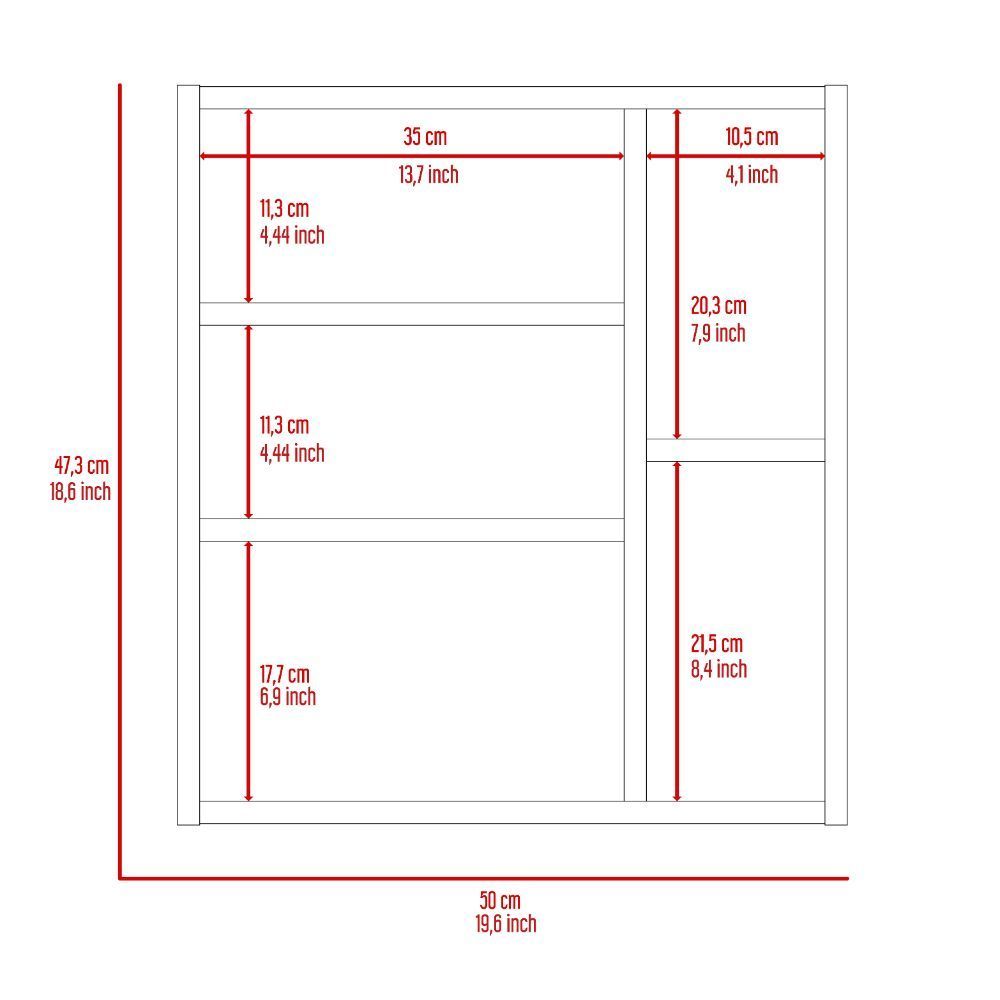 Oman Medicine Cabinet, Three Internal Shelves, Single Door, Two External Shelves -Black