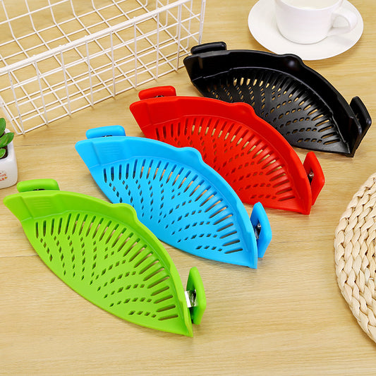 Kitchen Drainer Silicone Pot Side Vegetable Pouring Drainer Household Water Filter Noodle Drainer